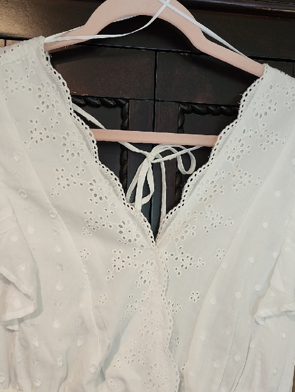 Blue Rain By Francesca's White Eyelet Ruffle V-Neck Romper - Picture 2 of 8